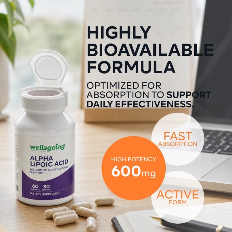 Wellsgoing Alpha Lipoic Acid 600 mg | Powerful Antioxidant &