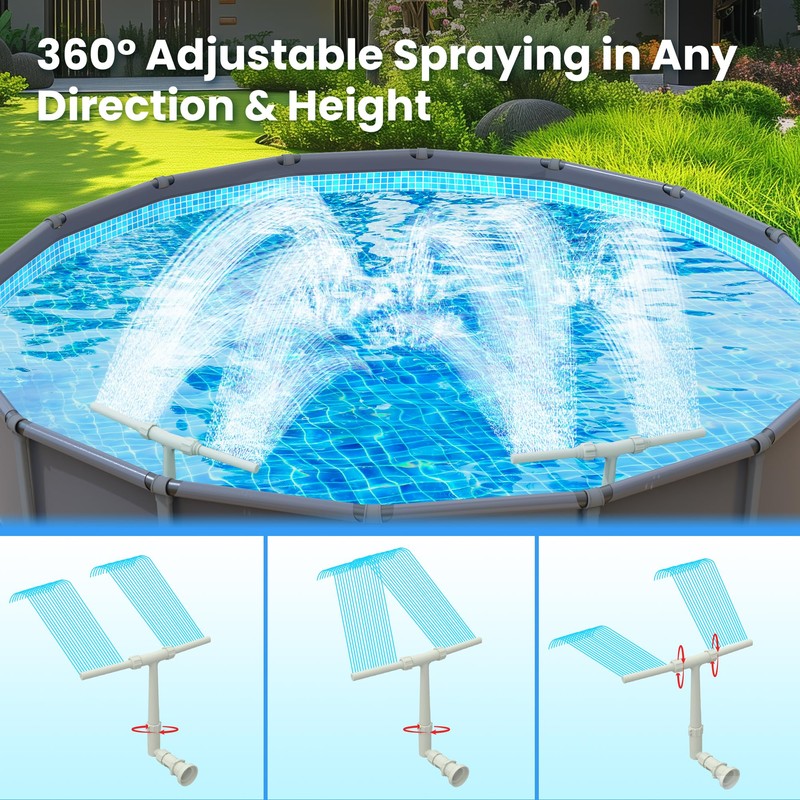 8-Spray Pool Fountain for Above & In-Ground Pools – Adjustable
