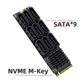 NFHK NGFF NVME M-Key PCI Express M.2 to 9 Ports SATA 3.0 6Gbps Adapter Converter Hard Drive Extension Card 2280 for NAS Computer