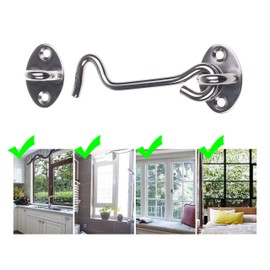 Kare & Kind 4-Inch Hook and Eye Latch, Silver Door Latch, 1 Pack