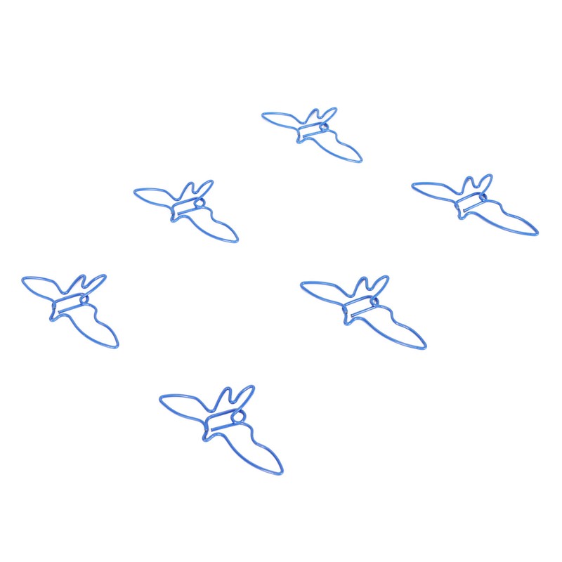 100pcs Blue Birds Paper Clips Creatively Cute Plated Metal Bookmark