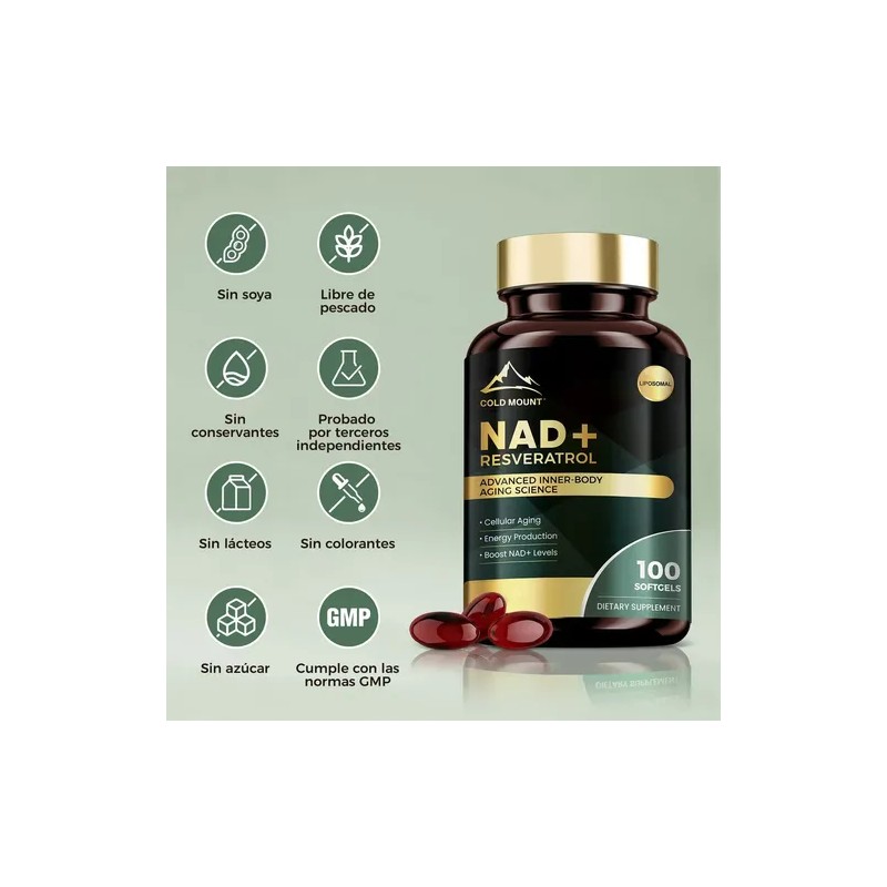 Nad Resveratrol, Apoyo Con Fórmula Liposomal Hecho 300 Cáps