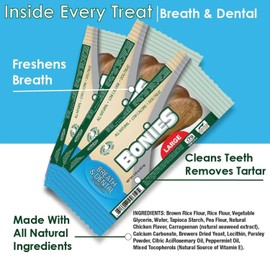 Bonies Natural Breath and Dental Formula Small-Sized Single Bone - All-Natural Ingredients, Fresh Breath, Cleans Teeth, Low Calories, Chicken Flavor, 1 Bone