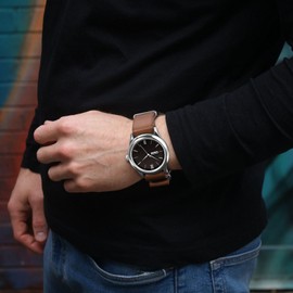 ANNEFIT Leather Watch Strap 18 mm 20 mm 22 mm, Genuine Calfskin One-piece Military Watch Straps for Men and Women, 18 mm, Leather, No gemstone