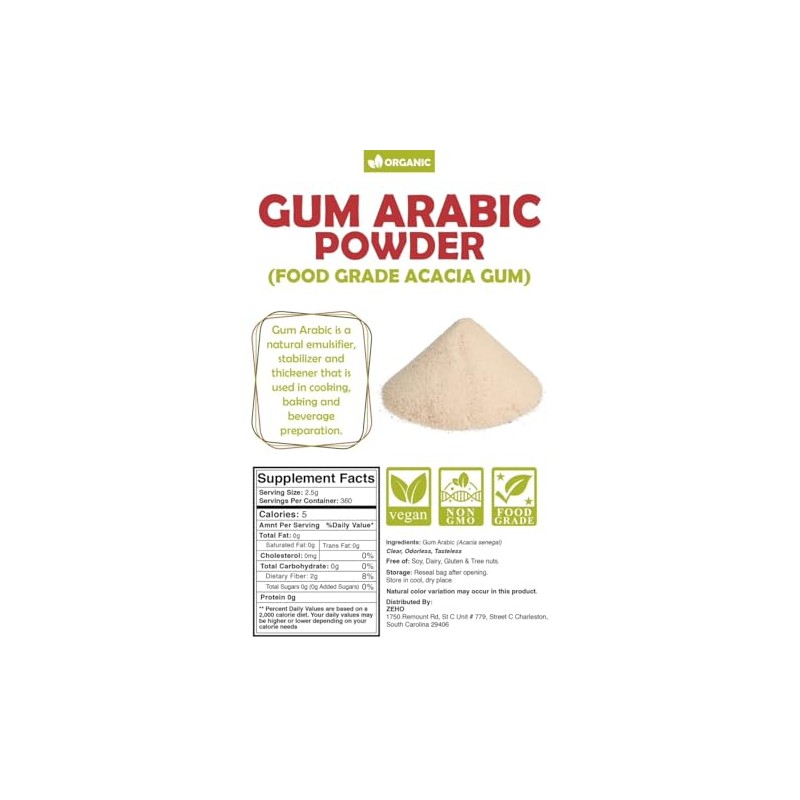 Premium Organic Gum Arabic Powder - Food Grade for Baking