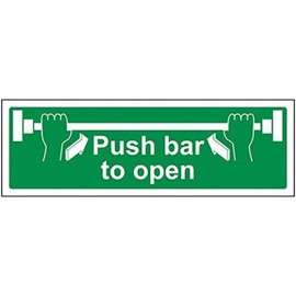 V Safety Push Bar To Open Door Sign - 300mm x 100mm - 1mm Rigid Plastic