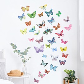 AOWDIAO Watercolor Butterfly Peel and Stick Wall Decals for Girls Bedroom Nursery Room Decor
