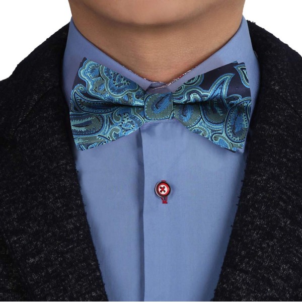 Epoint Pajarita preatada con patrones de moda para hombre, Azul