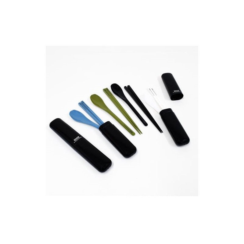 Edge Chopsticks & Case Spoon Combination Set, Blue 73341