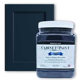 Bathworks Cabinet & Furniture Paint - Satin Finish, Easy Application, Low-VOC, Durable, Made in USA (Heritage Navy, 1 Quart)