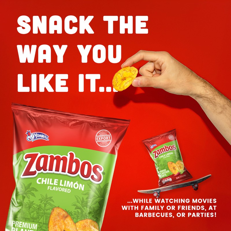 Zambos Plantain Chips Chile Limon, 2.47 Oz (Pack of 8)