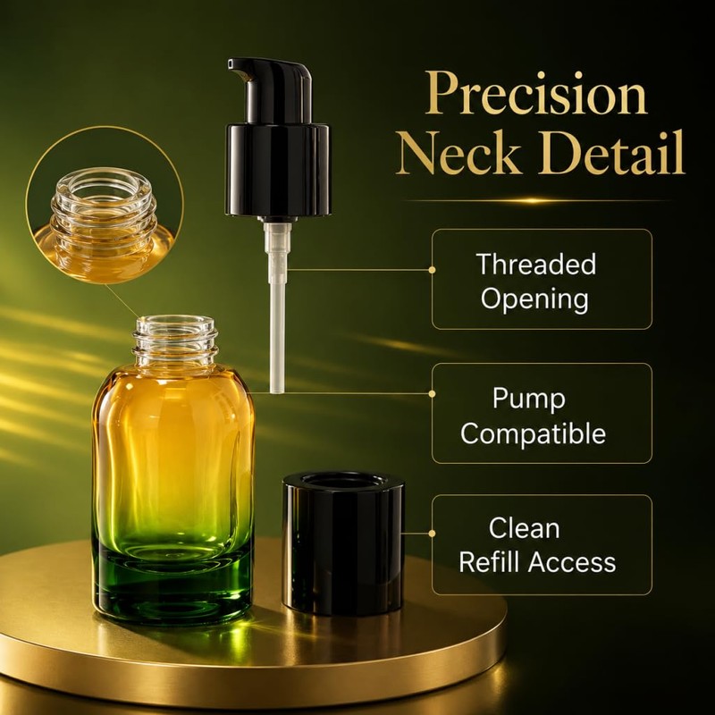 1oz Travel Glass Lotion Bottle Refillable Cosmetic Pump Dispensers,2 Pack