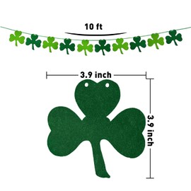 8 Pack St. Patrick's Day Decorations,Felt Shamrock Clover Garland Decorations,Irish Party Trefoil Banner for Home,Party,Store,Indoor,Outdoor(Dark green and light green)