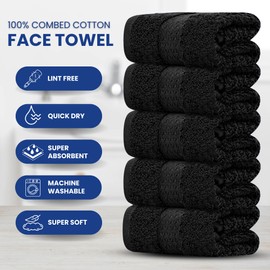 Towelogy Cotton Face Cloths Flannels – Hypoallergenic and Gentle on Skin Perfect for Daily Use Washcloths (2, Black)