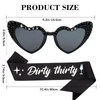 TIOSRU Dirty Thirty Birthday Sunglasses and Sash for Women 30th