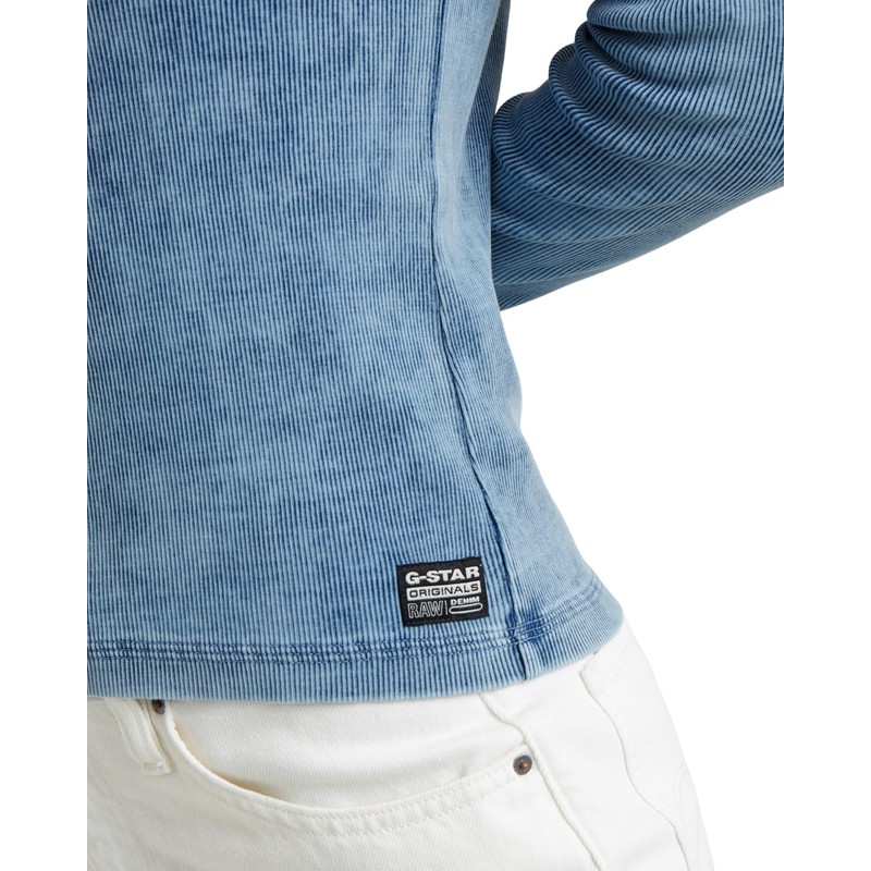 Deep v indigo henley slim ls wmn