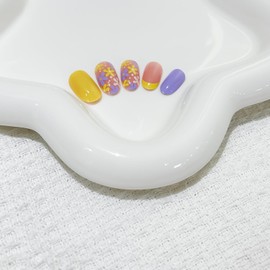 24 Pcs Medium Almond Press on Nails Purple False Nails with Flower Designs Spring Summer False Nails Acrylic Artificial Nails Glossy Full Cover Stick on Nails for Women Girls