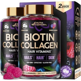 Biotin Gummies with Collagen - Hair Growth Support Skin, & Nail Strength - for Women & Men - Biotin 10000mcg | Keratin | Hyaluronic Acid | B-Complex |