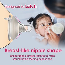 Nenesupply Natural Baby Bottles Newborn Flow Feeding Bottles Breastfeeding Bottle for Breastfed Babies Wide Neck 4.7oz Anti Colic Level 1 Nipple for 0+ Month Infant Replace Spectra Bottles for Pumping