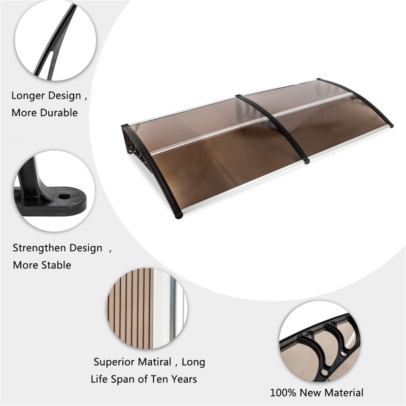 Window Awning Door Canopy,35" x 77" Polycarbonate Cover Front Door