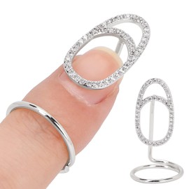 NSXAYIWE Nail Ring, Nail Protection, Decorative Fingertip Ring, Adjustable, Fashionable Nail Jewellery Decoration, Suitable for Party and Everyday Use (3043 White Gold)