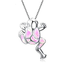 ONLYJUMP Cute Frog Pendant Necklace Copper Blue Green Colorful Animal Charm Lovely Diamond Necklace for Women Mothers Jewelry Gift (Pink Turtle)