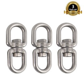 Lependor Stainless Steel 304 Double Ended Swivel Eye Hook, Eye to Eye Swivel Shackle Ring Connector Hardware Double Ended Hook - 3 Pcs M8 (5/16")