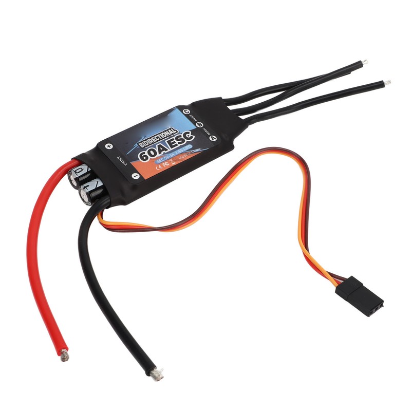 Black 60A Bidirectional Brushless ESC Rapid Response Brushless Electric Speed