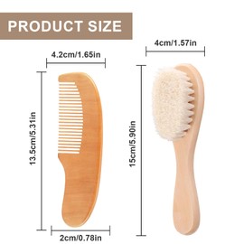 Baby Haarbürste und Baby Kamm Set, Baby-Haarbürste, Babyhaarbürsten mit weichen Ziegenborsten, Natürliche Holz Babyhaarbürsten für Babybürste Neugeborene, Kleinkind, Wiegenkappe
