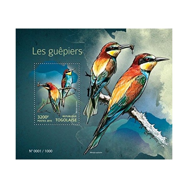 Withdrew 02-28-19-Togo - 2015 Bee-Eaters - Stamp Souvenir Sheet -