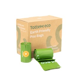 Tottem eco - Bolsas compostables para heces de perro. Bolsas pre-cortadas. Extra GRUESAS, Extra grandes, GARANTIZADAS. Certificadas para composta en casa. Caja con 240 bolsas /16 rollos
