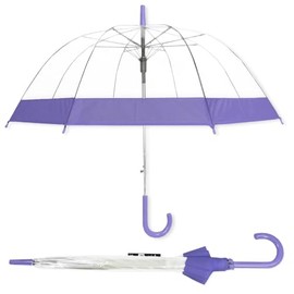 Parquet Clear Bubble Umbrella with Windproof Dome - Transparent Umbrella for Adults - Purple