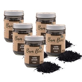 5 Pack Carbón Activado Coco Polvo Vegetal 40 G Bam Boo!