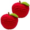 JOONOR 2 Pieces Handmade Crochet Apple Statue,Hand-Knitted Apple with Stem