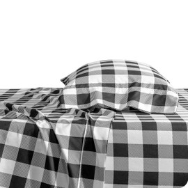 Bare Home Twin XL Sheet Set - College Dorm Size - 1800 Ultra-Soft Microfiber Twin Extra Long Bed Sheets - Deep Pockets - Easy Fit - 3 Piece Set - Bed Sheets (Twin XL, Buffalo Plaid - White/Black)