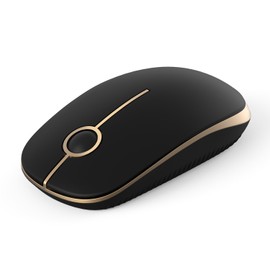 Wireless Mouse - 2.4G Slim Portable Computer Mouse with Nano Receiver, Less Noise Mobile Optical Mice for Notebook, PC, Laptop, Computer, Mac (Black and Gold)