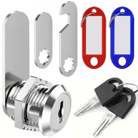 ZiYuya 20mm Cam Lock with Key Alike, Letterbox Lock Mailbox Lock Lever Lock Cupboard Draw Lock Cabinet Lock Dresser Lock Locker with Key Tags