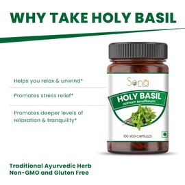 SONA Holy Basil Capsule - 1000mg Veg Capsules 100 Count (Pack of 1)