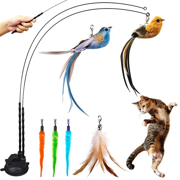 Cat Feather Toys, Cat Toys Wand, Interactive Cat Toy with
