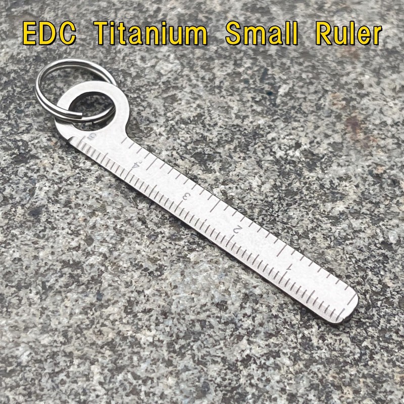 Titanium Ruler, Portable EDC Micro Ruler, Lightweight Keychain Small Ruler,