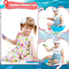 10 Pcs Kids Magnetic Fishing Poles Wooden Magnetic Fishing Rods Colorful Wooden Fishing Games for Kindergarten Boys Girls Fishing Game Birthday Gifts, 5 Colors