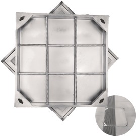 MOSINSBO Stainless Steel Manhole Cover and Frame 24x24, B Class Square Septic Tank Lid with Base, Invisible Sewage Basin Cover, Heavy Duty Metal Inspection Lid for Driveway, Yard (23.6X 23.6)