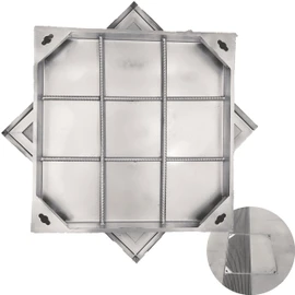 MOSINSBO Stainless Steel Manhole Cover and Frame 24x24, B Class Square Septic Tank Lid with Base, Invisible Sewage Basin Cover, Heavy Duty Metal Inspection Lid for Driveway, Yard (23.6X 23.6)