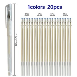Dinggaogao 4 Heat Erasable Pens Fabric Marker Barrels, 20 white Refills for quilting supplies, sewing supplies, embroidery, diy crafts. (white)