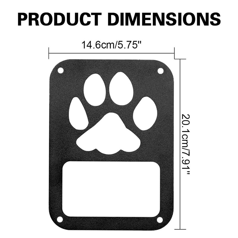 Tail Light Cover Dog Paw Aluminum Alloy Covers Guards Compatible