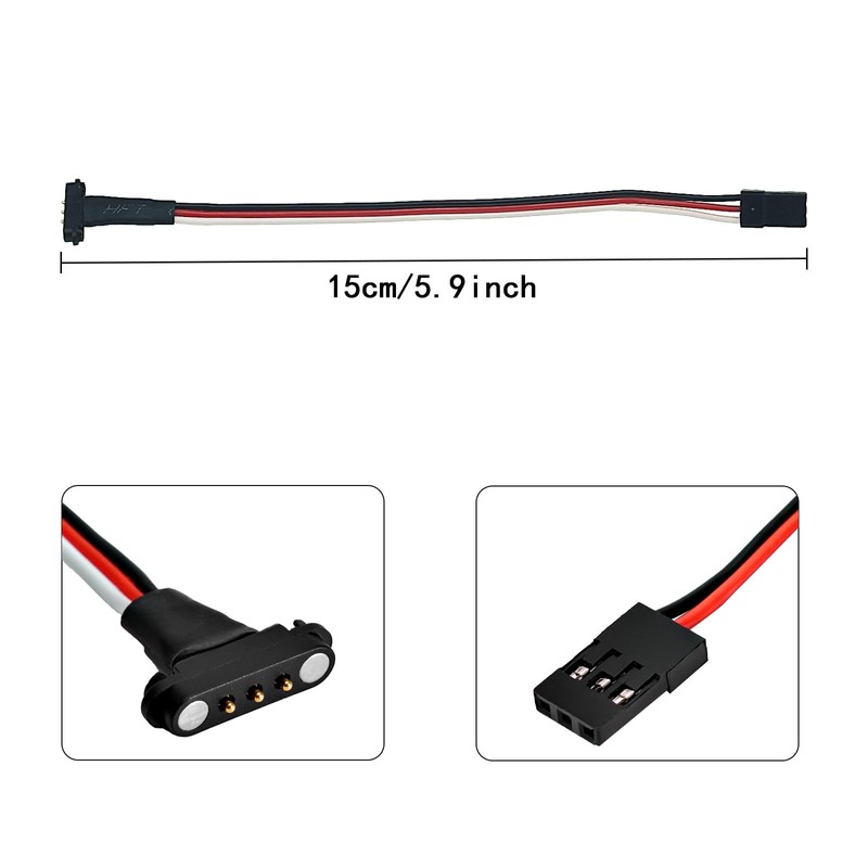 3Pcs RC Models JR Extension Cable, 1-to-2 Y Magnetic Snap-on