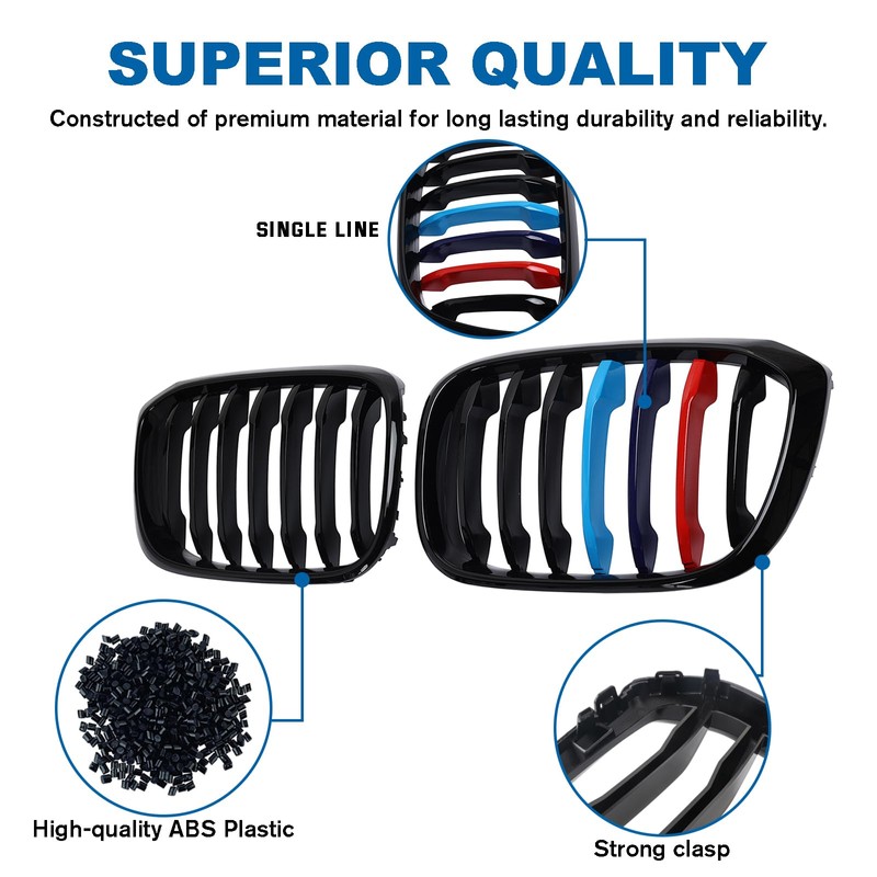 BILLDIO G01 G02 Color Grille，Front Kidney Single Slat Grill For