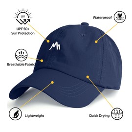 Women Running Cap - Sun Protection Baseball Cap Waterproof Adjustable Summer Sun Hat Ladies Hiking Gym Navy Blue