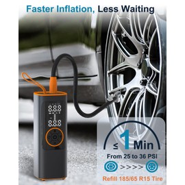 CANHET Tire Inflator Portable Air Compressor - 150PSI Air Pump for Car Tires with Digital Pressure Gauge & Emergency Light, Auto Shut-Off Cordless Air Pump for Car, Moto, Bike, Ball, etc