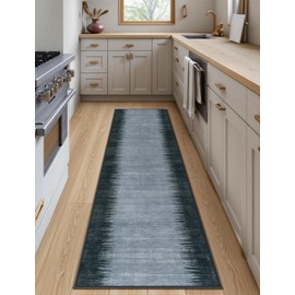 Lahome Modern Ombre Kitchen Runner Rug 2.5x8, Washable Non Slip Ultra-Thin Hallway Rug, Black Print Soft Home Decor for Bedside Bathroom Laundry